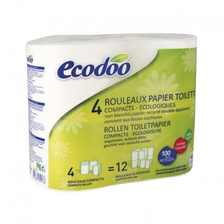 Papel higiénico compacto 100% fibra reciclada Ecodoo 4 unidades