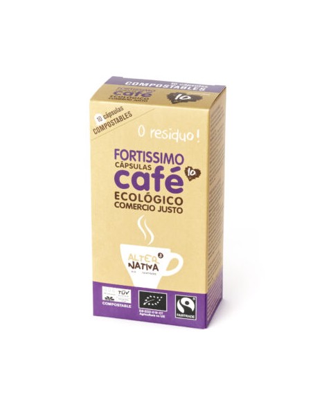 Capsulas ecológicas biodegradables de café Fortissimo BIO 10 uds. Comercio Justo Alternativa3