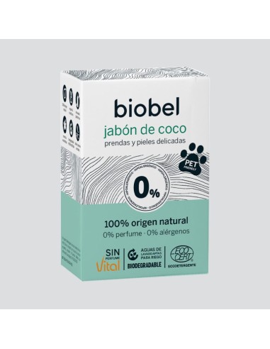 Comprar Pastilla jabon coco puro ECO sin perfume, 240 grs. - BIOENCASA