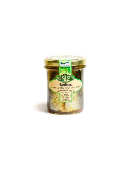 Comprar Sardinas en AOVE ECO 195 grs. Biocop Tarro Cristal - BIOENCASA